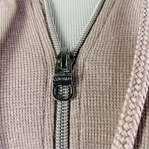 Calvin Klein Performance Even Sand Ruched LS Zip Front Hoodie Jacket - Small - Picture 6 of 16